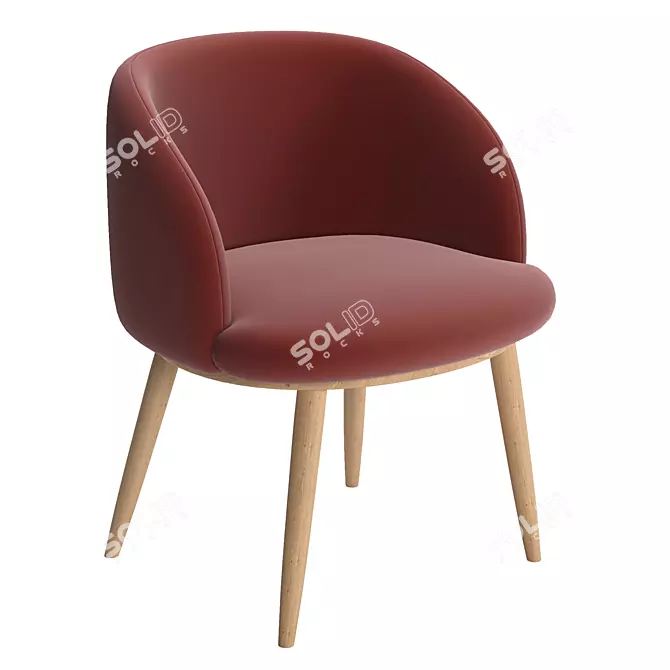 Cozy Flannel Armchair: High Back, Armrest, Dining Chair 3D model image 1