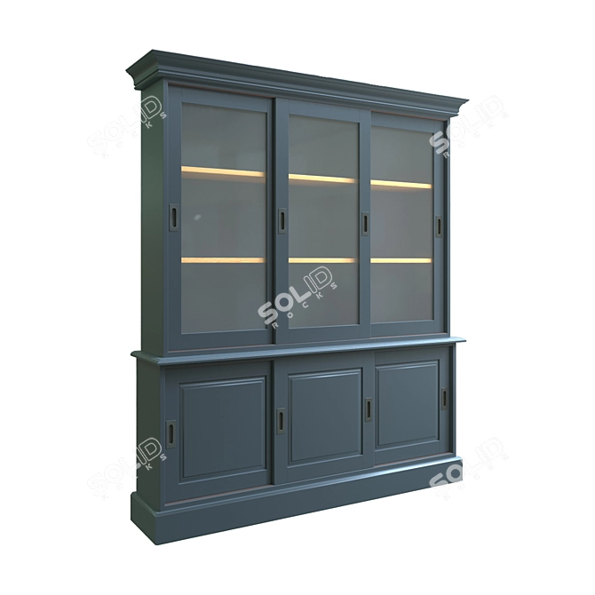 Vintage Pine Cupboard with 6 Doors 3D model image 1