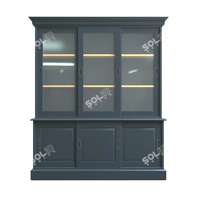 Vintage Pine Cupboard with 6 Doors 3D model image 2