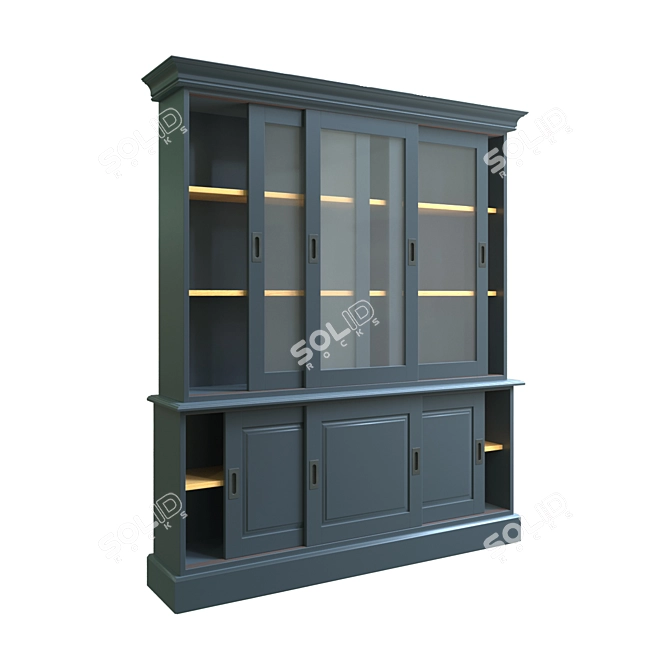 Vintage Pine Cupboard with 6 Doors 3D model image 3