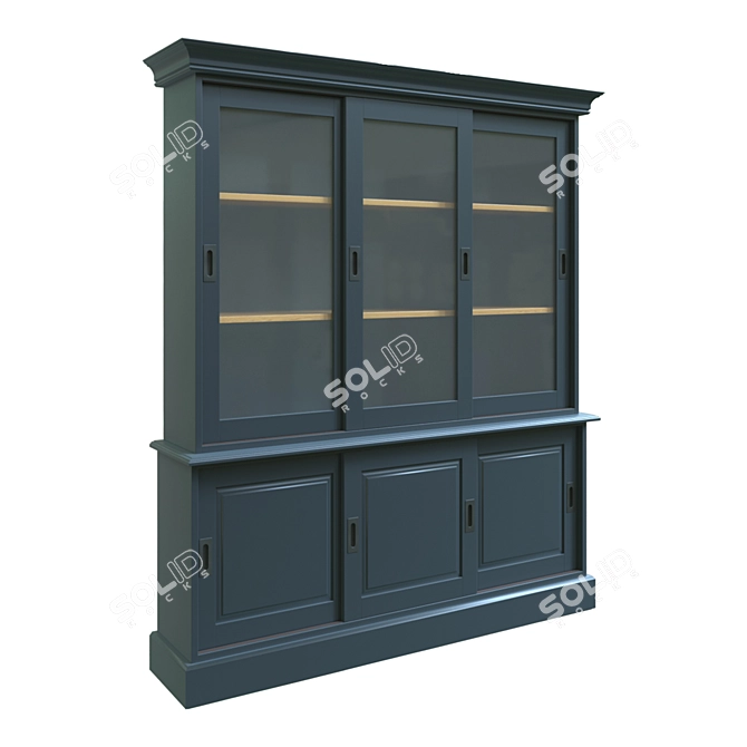 Vintage Pine Cupboard with 6 Doors 3D model image 7