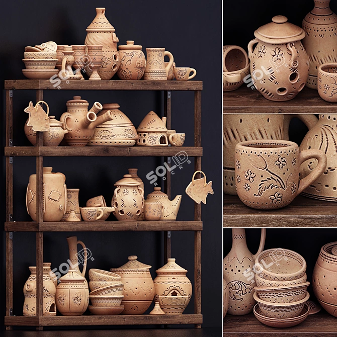 Handcrafted Clay Dishes n22 | Versatile Textures 3D model image 8