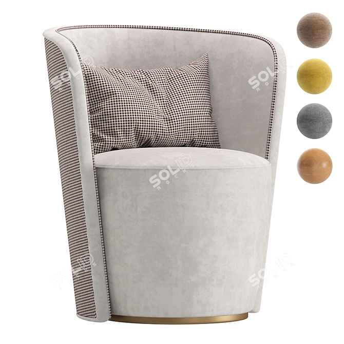 Luxurious Velvet and Leather Armchair 3D model image 1