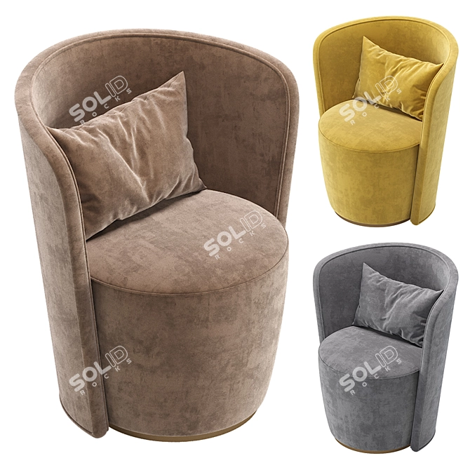 Luxurious Velvet and Leather Armchair 3D model image 5