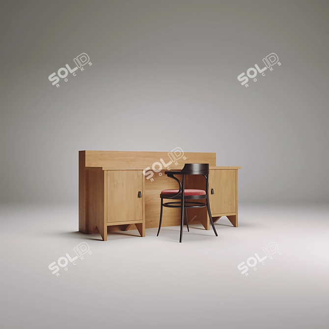 Elegant Desk - Bed Headboard: Stylish, Multifunctional 3D model image 1