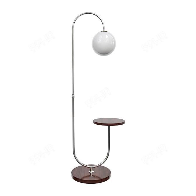 Chrome & Walnut Torcher Floor Lamp 3D model image 1