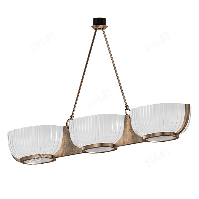 Elegant Seguso Brass Glass Chandelier 3D model image 1