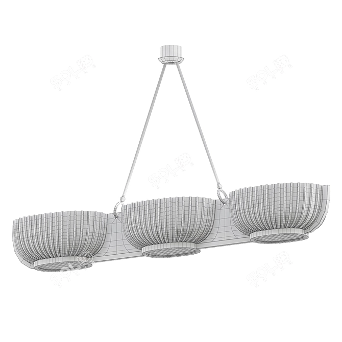 Elegant Seguso Brass Glass Chandelier 3D model image 2