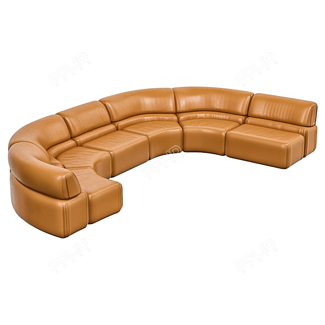 Cosmic Comfort: De Sede's Cognac Leather Sofa 3D model image 1