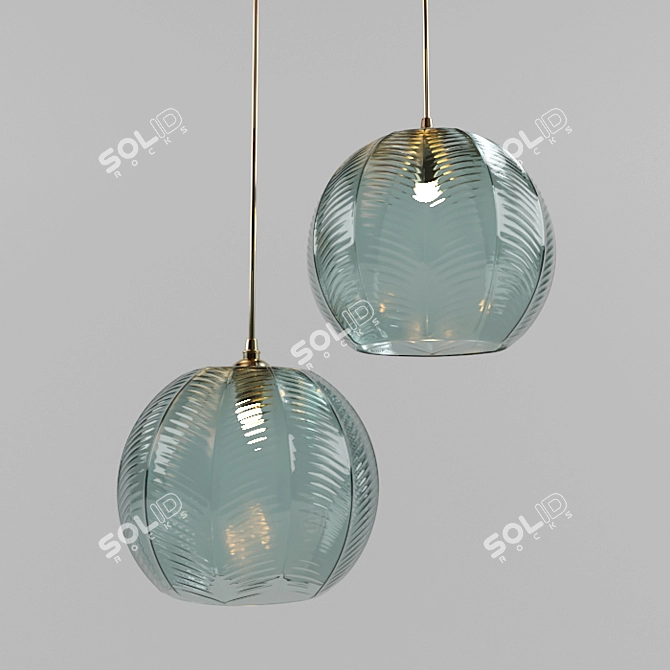 Elegant Emerald Glass Pendant Lamp 3D model image 1