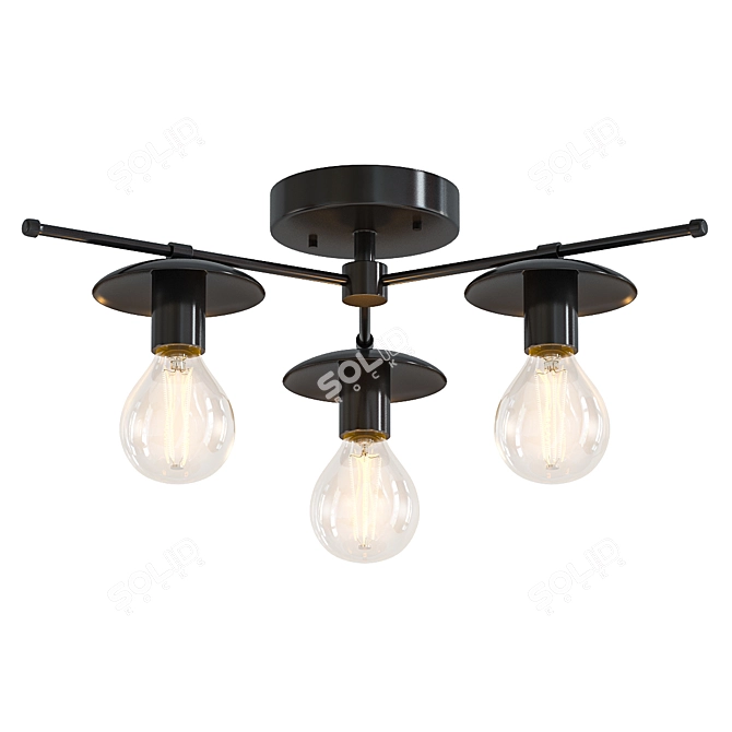 Modern 3-Light Ceiling Fixture 3D model image 1