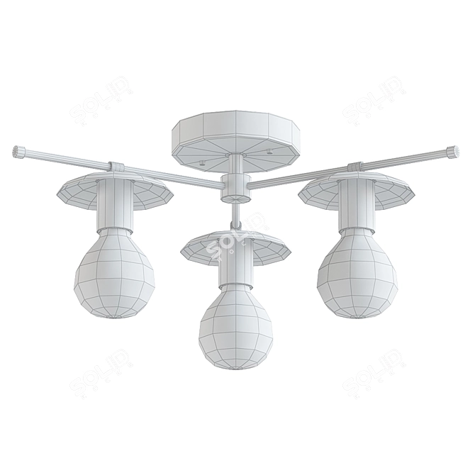 Modern 3-Light Ceiling Fixture 3D model image 2