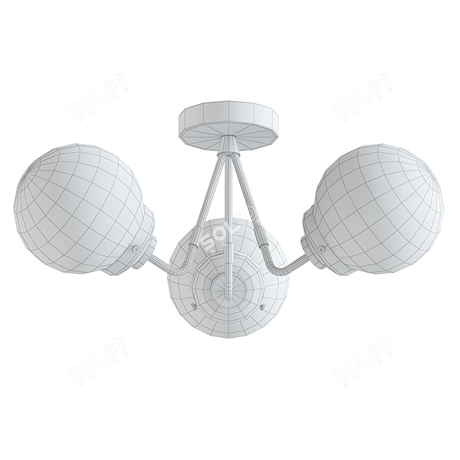 Sleek Black Ceiling Light 3D model image 2