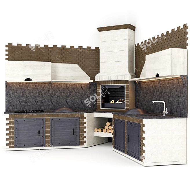 Summer BBQ: Modern Outdoor Kitchen 3D model image 3
