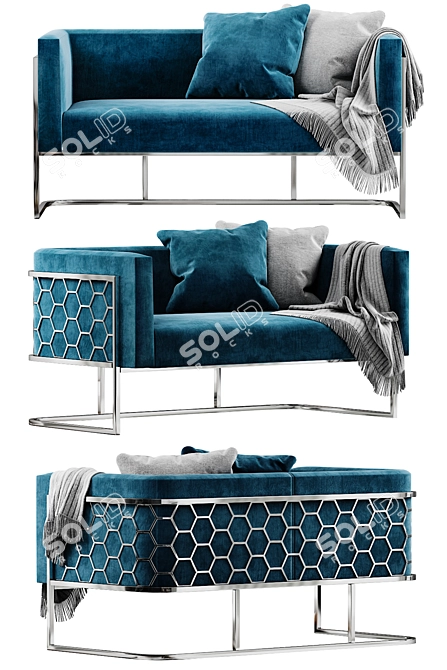 Luxury Alveare Silver Taupe Sofa 3D model image 3