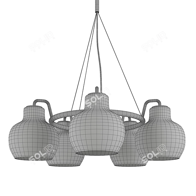 Vilhelm Lauritzen Brass Chandelier 3D model image 2