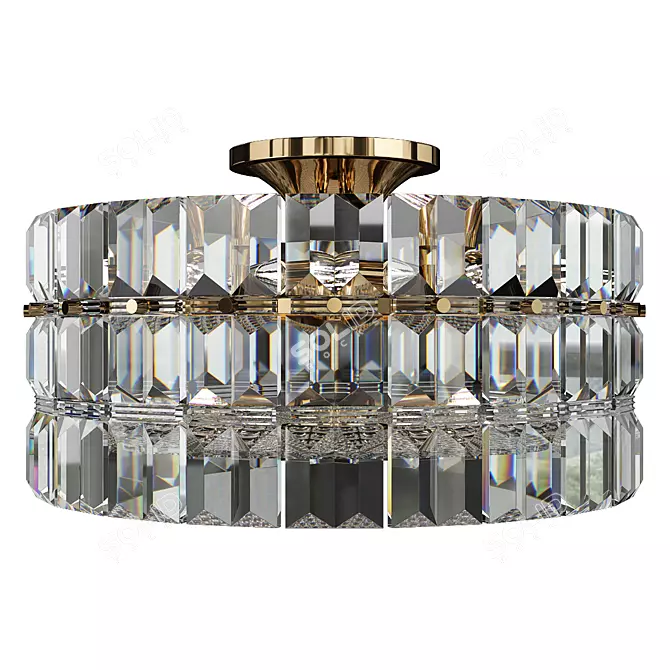 Elegant Orrefors Crystal Flushmounts 3D model image 1