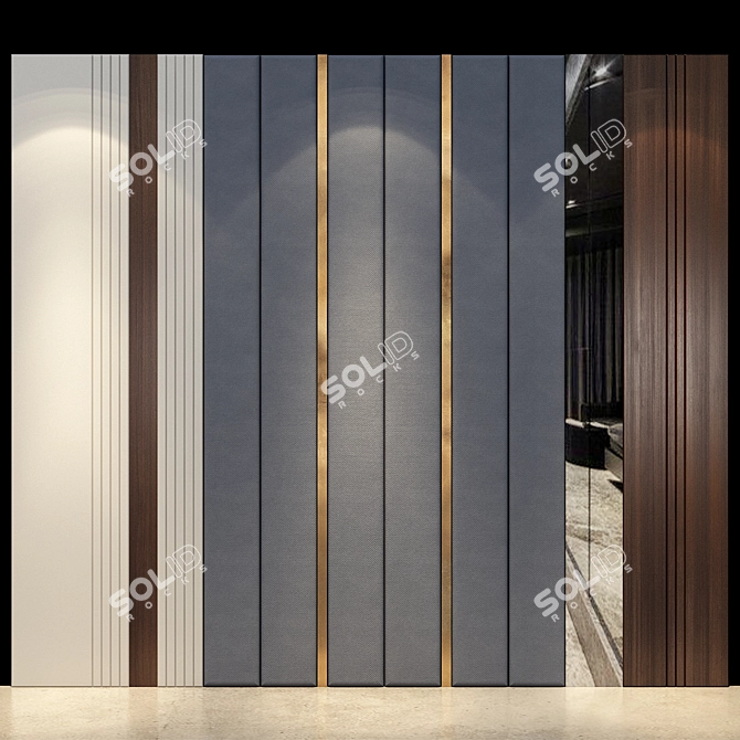 SleekCharcoal Wall Panel 3D model image 1