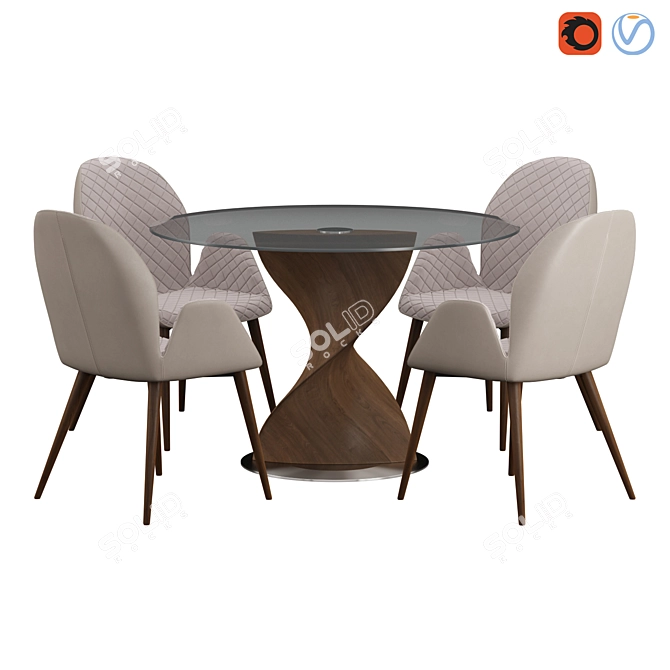 Modern Niagara Table & Bern Chair Set 3D model image 1