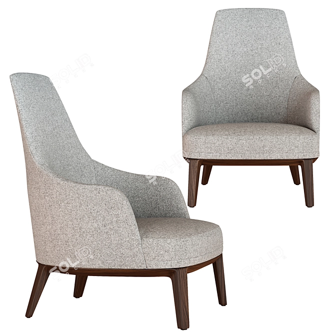 Elegant Jane Lounge Armchair 3D model image 3