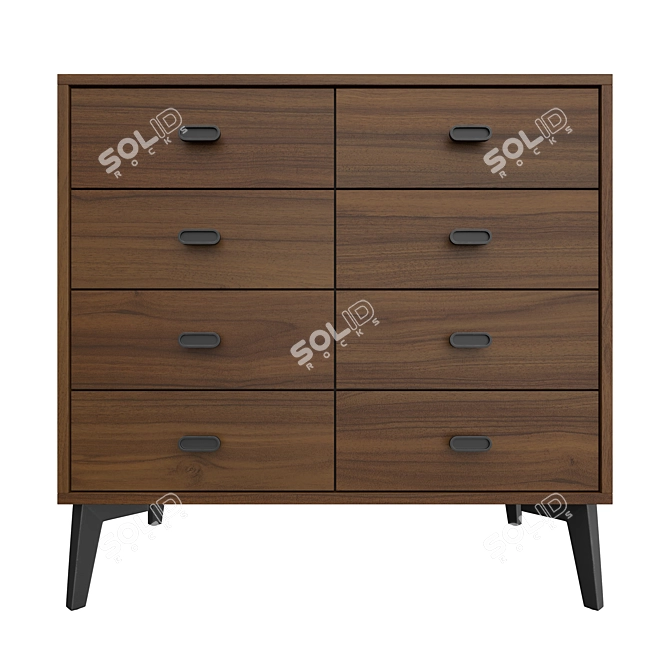 McQueen Walnut 8-Drawer Chest 3D model image 1