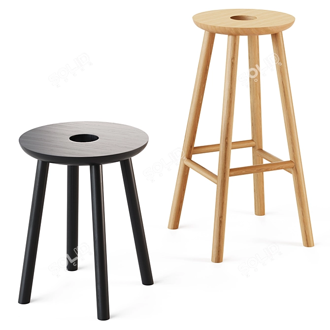 Modern Isku Vilja Stools 3D model image 3