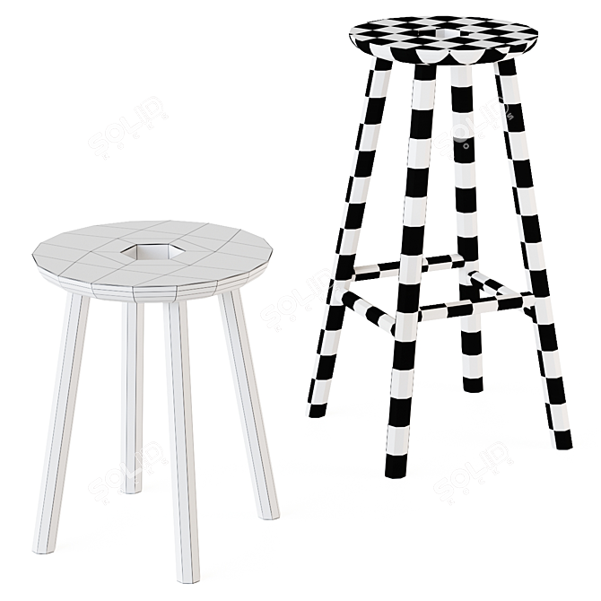 Modern Isku Vilja Stools 3D model image 4