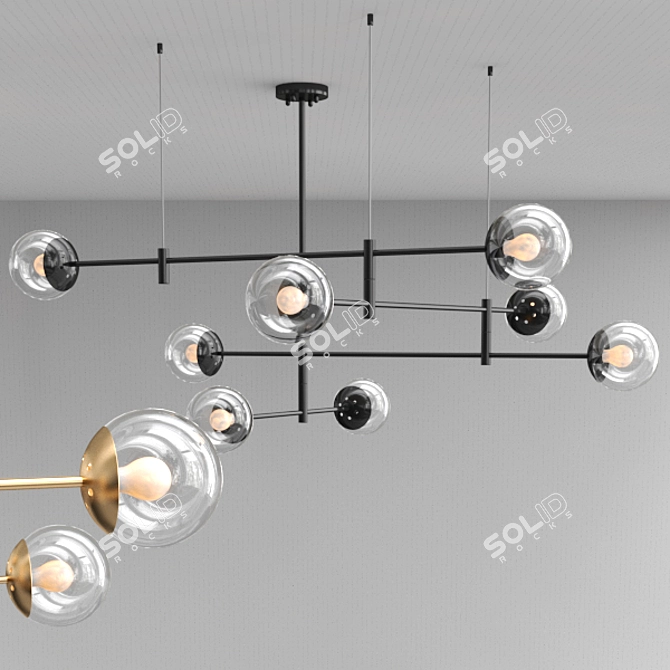 Gilded Glass Chandelier 3D model image 2