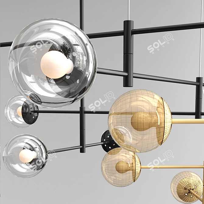 Gilded Glass Chandelier 3D model image 4