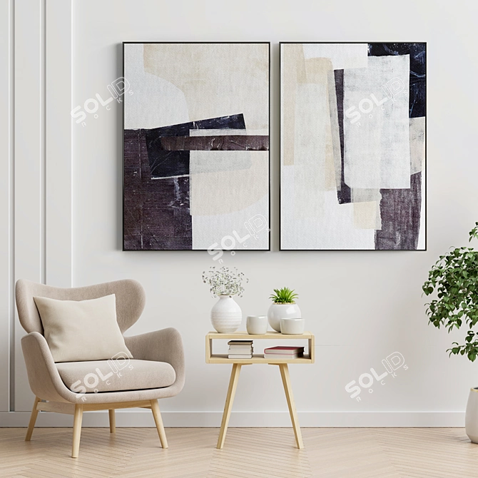 Modern Minimal Abstract Photo Frames 3D model image 4