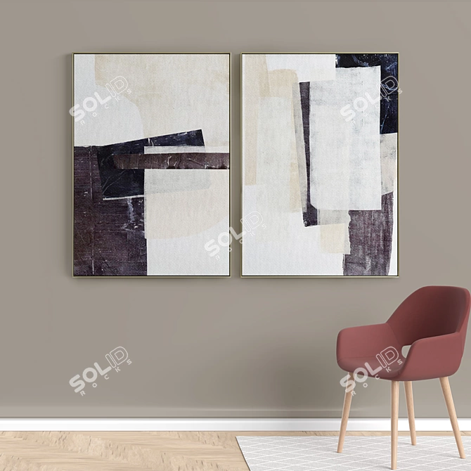 Modern Minimal Abstract Photo Frames 3D model image 5