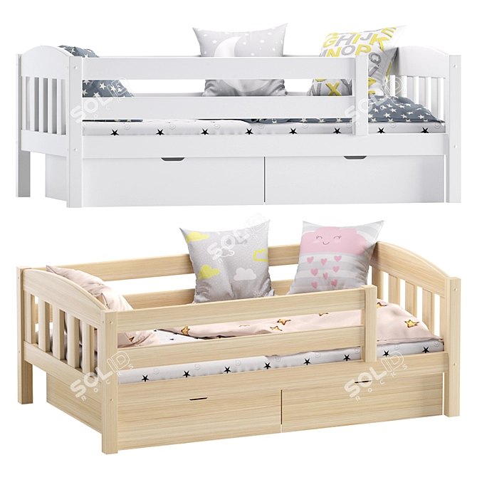 Ernie Children's Bed with Side Drawers 3D model image 5