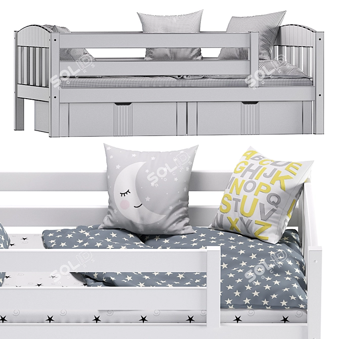 Ernie Children's Bed with Side Drawers 3D model image 7