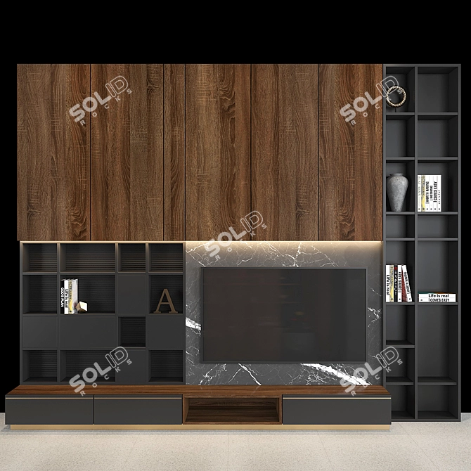 Sleek TV Wall Set 05 - Modern Entertainment Center 3D model image 1