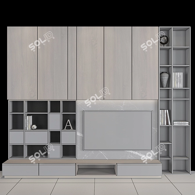 Sleek TV Wall Set 05 - Modern Entertainment Center 3D model image 2