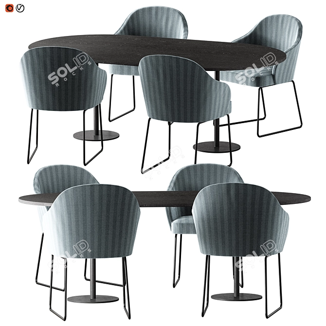 Modern Dining Table Chair Set 3D model image 1