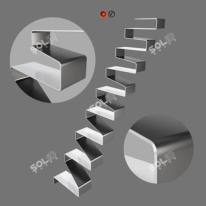 Elegant Ribbon Stairs: Modern Design 3D model image 1