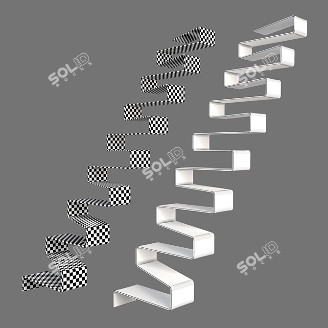 Elegant Ribbon Stairs: Modern Design 3D model image 2