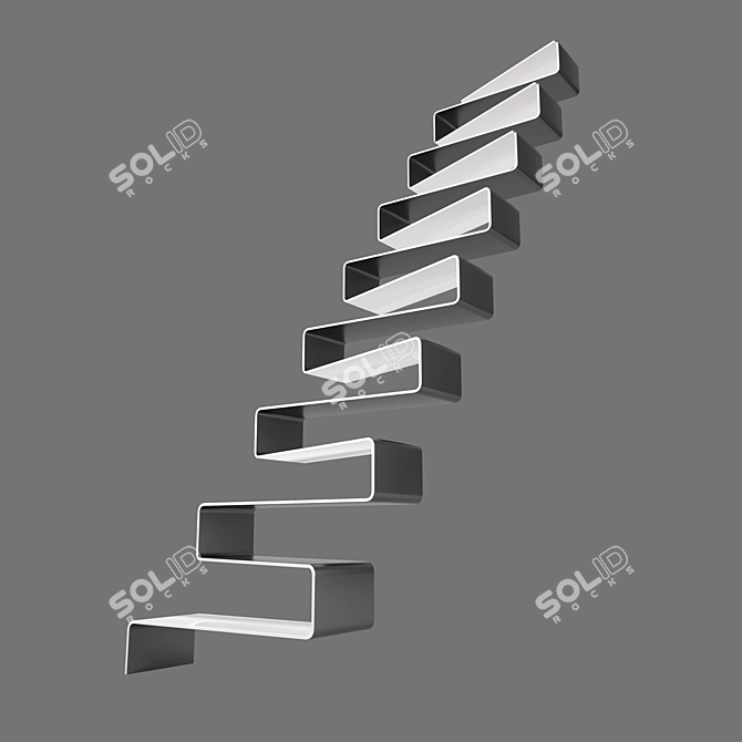 Elegant Ribbon Stairs: Modern Design 3D model image 3
