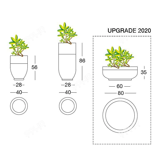 Sleek Longhi Godwin Plant Pot 3D model image 6