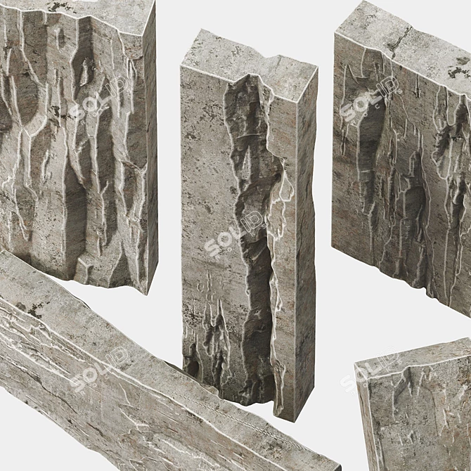 Rock Slab Stone: High-Quality Textures & Compatible with Multiple 3D Softwares 3D model image 2