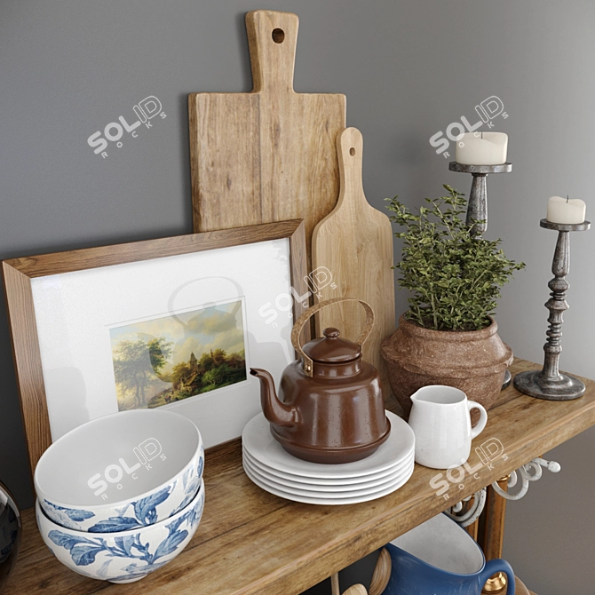 Vintage Rustic Kitchen Decor 3D model image 8