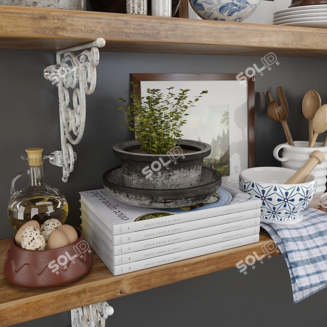 Vintage Rustic Kitchen Decor 3D model image 13