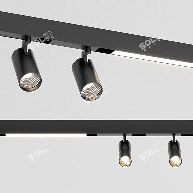 Sleek Black Track Lights 3D model image 2