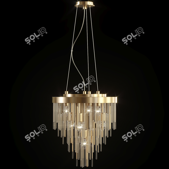 Modern Brass Ring Pendant Lamp 3D model image 2