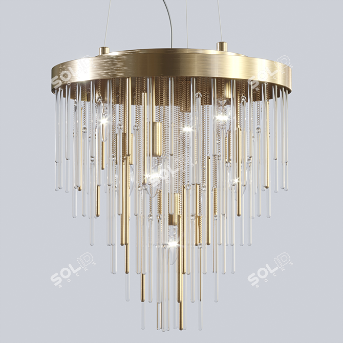 Modern Brass Ring Pendant Lamp 3D model image 4