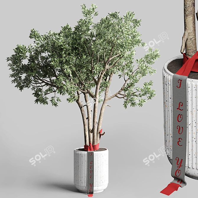 Friendship-Love Tree: Concrete Vase 3D model image 1