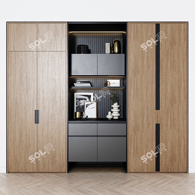 Contemporary Style Wardrobes Set 3D model image 1