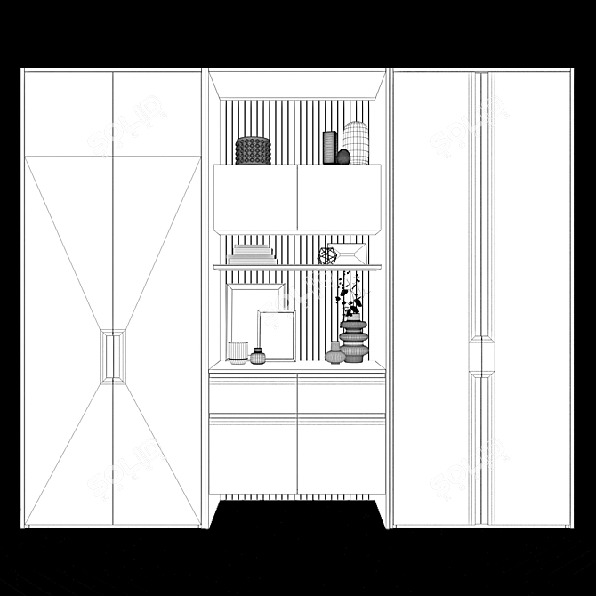 Contemporary Style Wardrobes Set 3D model image 5