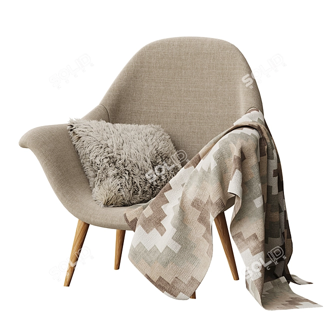 Sleek Fur Lounge Chair 3D model image 1